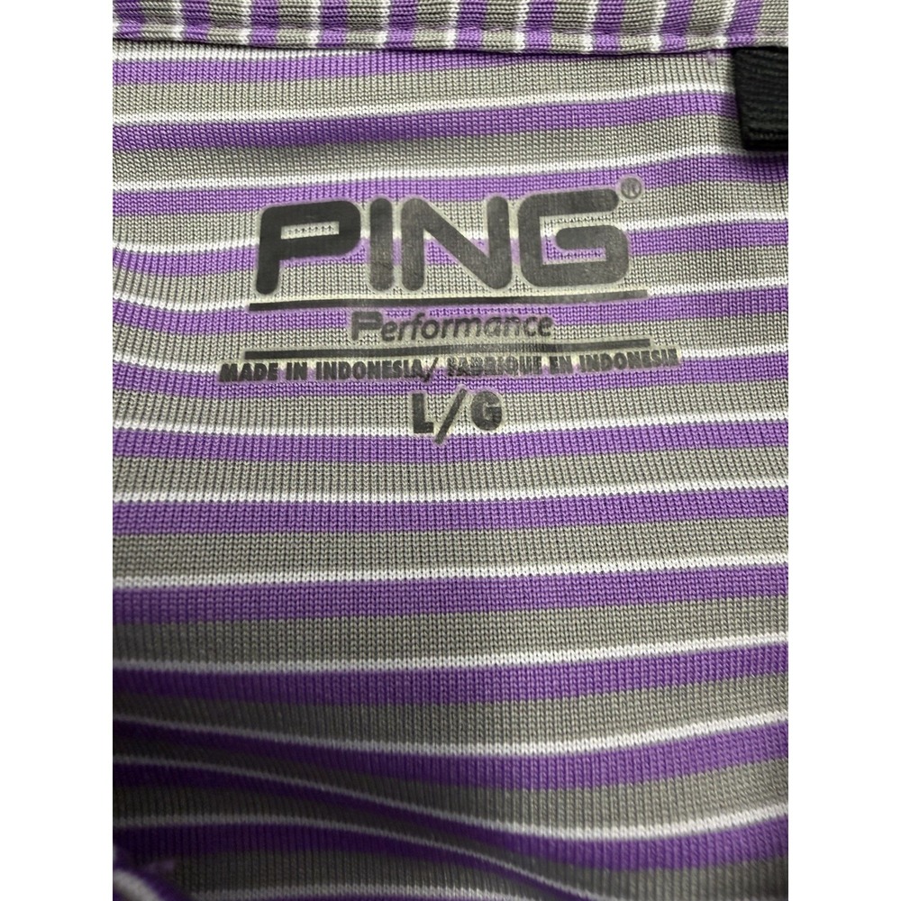 Ping Performance Striped Purple/Gray Short Sleeved Golf Polo Shirt Men's Large - Picture 4 of 9